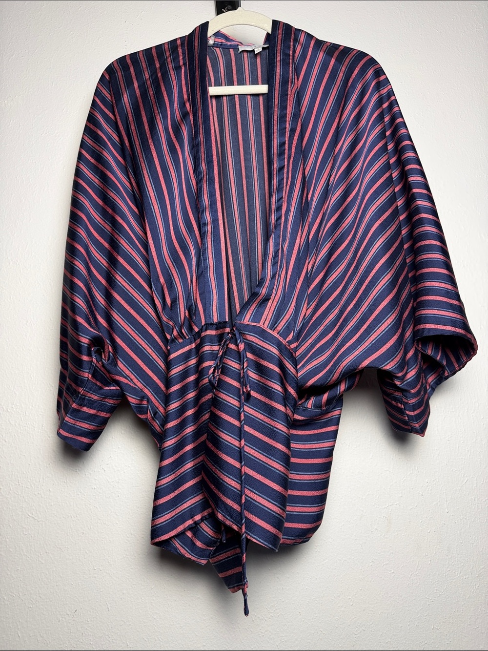 Hayden Navy and Pink Striped Kimono Wrap Top